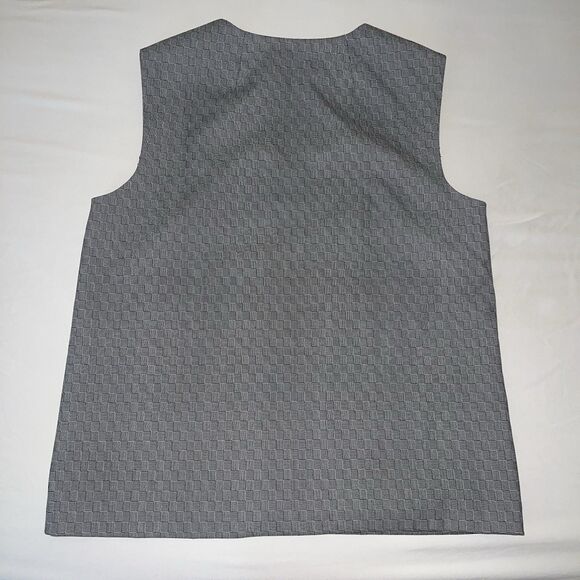 Theory Women’s Optical Wool Split Neck Sleeveless Top Black Ivory Large - Picture 7 of 8